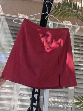 Women's Red A-Line Mini Skirt - Sleek Casual Style